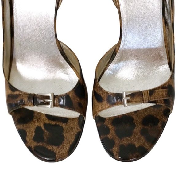 FEMBLU Leopard Leather Open Toe Heels - Picture 9 of 11